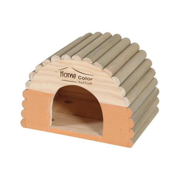 Zolux Home Color Wooden House With Round Timbers Small Animals - Medium/Orange.
