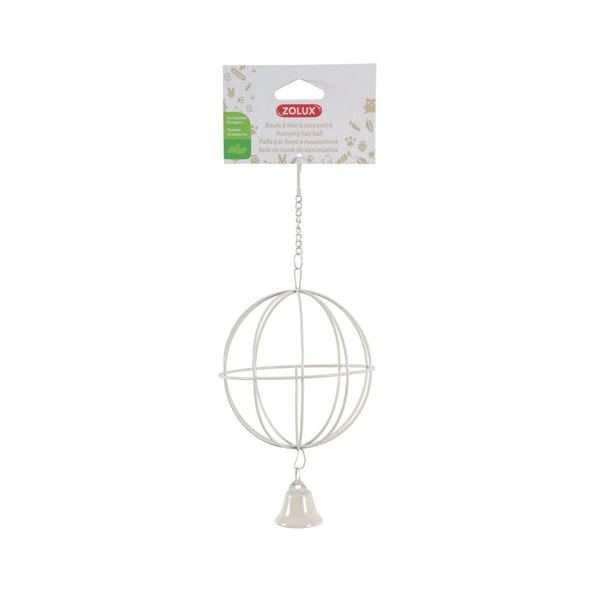Zolux Metallic Hanging Hay Ball 10cm Dia. This hanging hay ball keeps hay clean and dry, protected from dirt on the ground Beige.