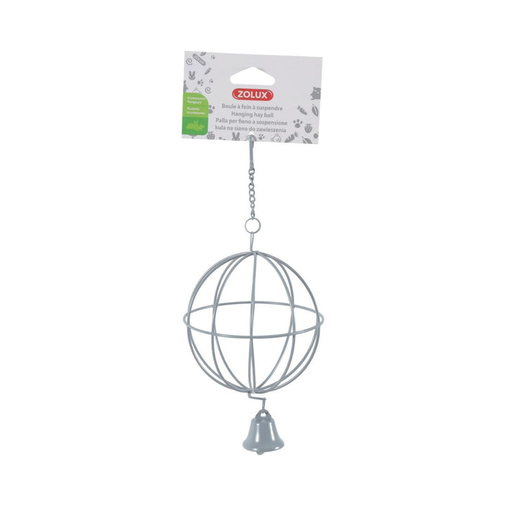 Zolux Metallic Hanging Hay Ball 10cm Dia. This hanging hay ball keeps hay clean and dry, protected from dirt on the ground Grey.