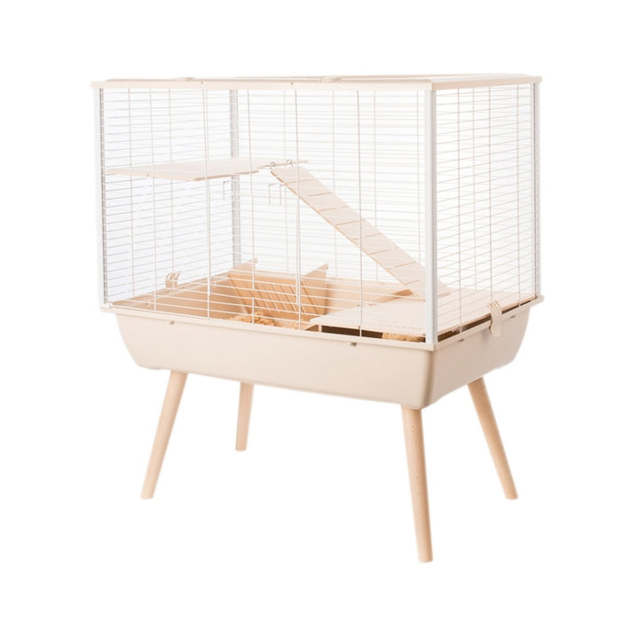 Zolux Neo Muki Large Rodent Cage, Trendy cage for large small animals designed on wooden feet and adapted to each breed Beige.