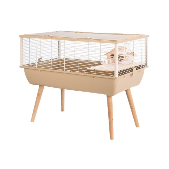 Zolux Neo Nigha Small Rodent Cage is a trendy cage for large small animals designed on wooden feet. Adapted to each breed: bars are spaced according to the animal Beige.