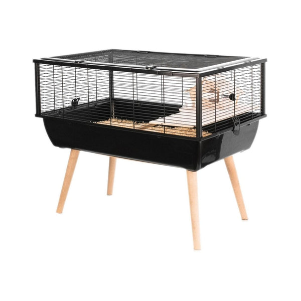 Zolux Neo Nigha Small Rodent Cage is a trendy cage for large small animals designed on wooden feet. Adapted to each breed: bars are spaced according to the animal Black.