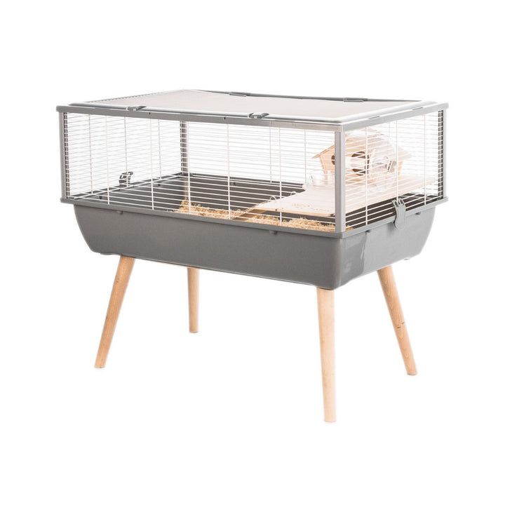 Zolux Neo Nigha Small Rodent Cage is a trendy cage for large small animals designed on wooden feet. Adapted to each breed: bars are spaced according to the animal Grey.