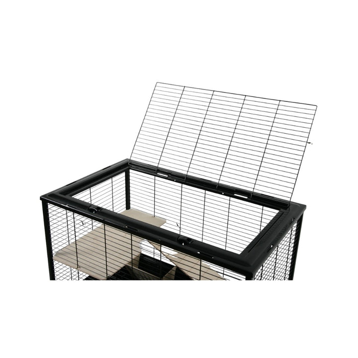 Zolux Neo Nigha Small Rodent Cage is a trendy cage for large small animals designed on wooden feet. Adapted to each breed: bars are spaced according to the animal top.