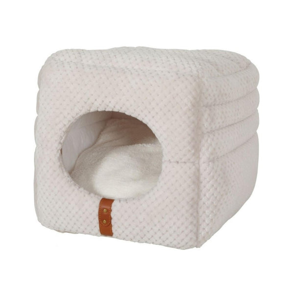 Zolux Paloma Beige 2-In-1 Cube For Cats, New "Paloma" comfort range for cats, made in ultra-soft, fluffy synthetic fur..