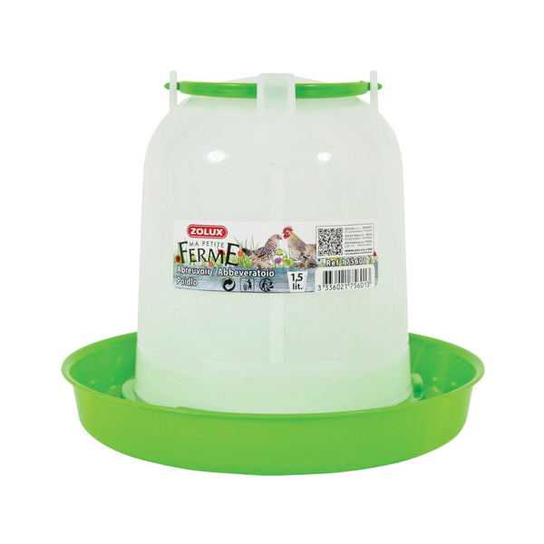 Zolux Poultry Water Drinker, Drinkers made with plastic of high resistance, ideal for chickens and all kinds of poultry in different capacities and available in sizes 1.5L.