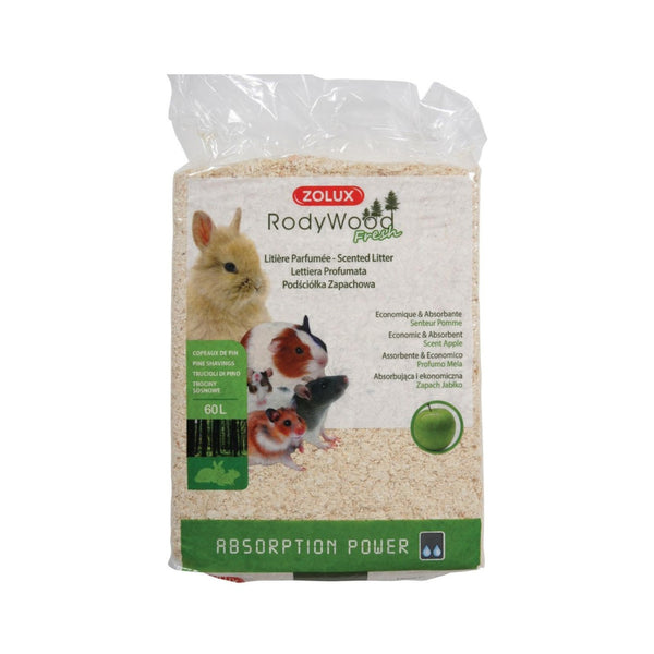 Zolux Rodent Litter Rodywood Fresh Comfort wooden 100% natural and biodegradable litter for small animals. Very absorbent, nondusty, and ecological Apple.