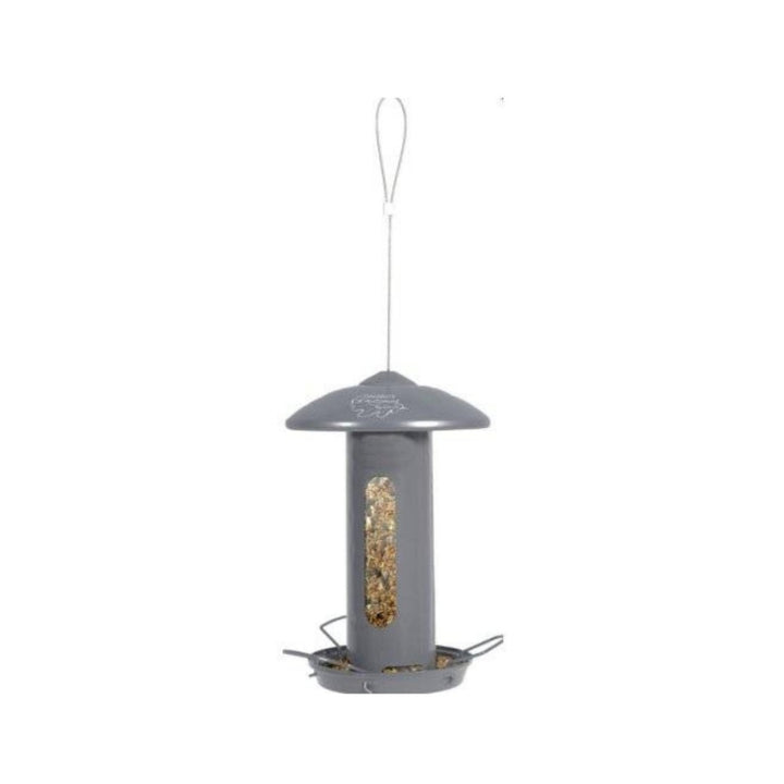 Zolux Wild Birds Feeder Solo, The hanging feeder is easy to install on branches, balconies, or any other support via a handle or hook Grey.