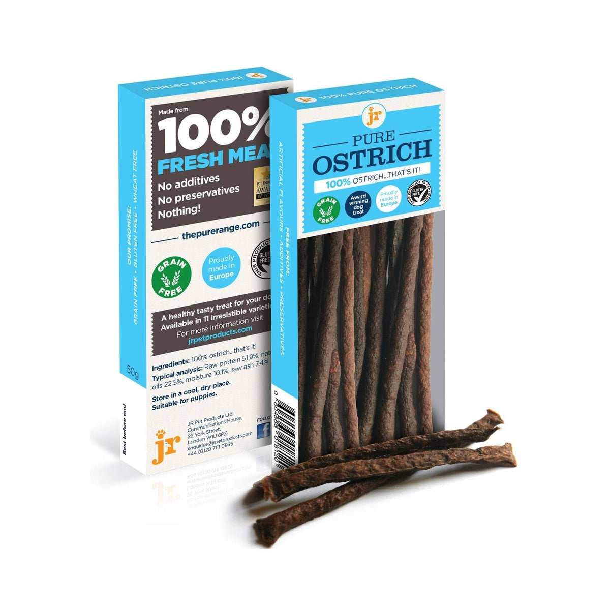JR Pet Products Pure Ostrich Sticks Dog Treats 50g