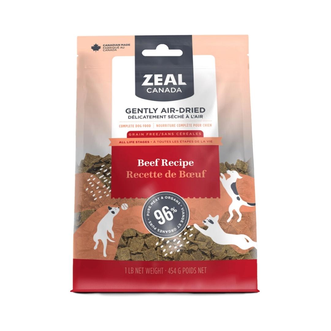 Zeal Canada Gently Air-Dried Beef Dog Dry Food - front packaging
